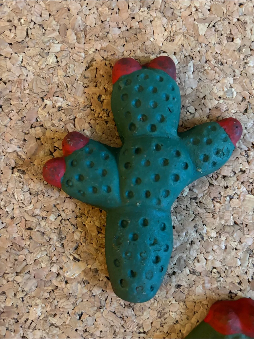 Hand Crafted Green and Red Cactus Accent Trio